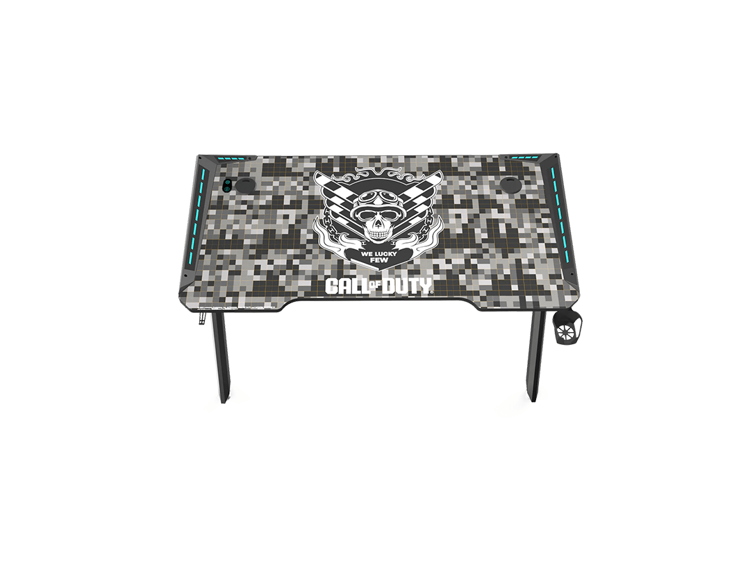 GAMEON Call Of Duty Hawksbill Series RGB Flowing Light Gaming Desk With Mouse pad, Headphone Hook & Cup Holder - Black/Grey in Qatar GAMEON Call Of Duty Hawksbill Series RGB Flowing Light Gaming Desk With Mouse pad, Headphone Hook & Cup Holder - Black/Grey in Qatar